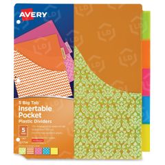 Avery Big Tab Pocket Plastic Insertable Dividers - Student Designs - ST per set