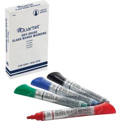 Quartet&reg; Premium Glass Board Dry-Erase Markers, Bullet Tip, Assorted Colors, 4 Pack - PK per pack