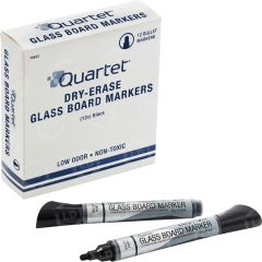 Quartet&reg; Premium Glass Board Dry-Erase Markers, Bullet Tip, Black, 12 Pack - DZ per dozen