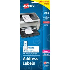 Avery 1" x 2.62" Rectangle Mini-Sheet Label - 200 per pack