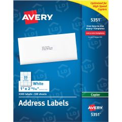 Avery 1" x 2.81" Rectangle Mailing Labels - 3300 per box
