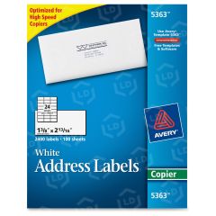 Avery 1.37" x 2.81" Rectangle Copier Mailing Label - 2400 per box