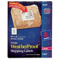 Avery 3.33" x 4" Rectangle Weather Proof Mailing Label (Laser) - 300 per pack
