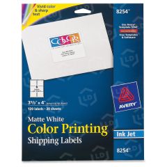 Avery 3.33" x 4" Rectangle Color Printing Labels (Inkjet) - 120 per pack