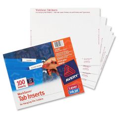 Avery WorkSaver Tab Inserts - 1 per pack Print-on - 5 Tab(s)/Set - 1 / Pack - White Tab