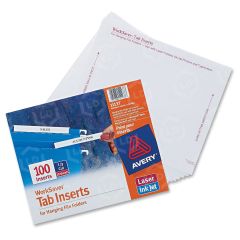 Avery WorkSaver Tab Inserts - 1 per pack Print-on - 3 Tab(s)/Set - 1 / Pack - White Tab