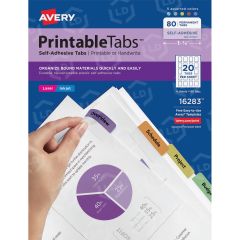Avery Printable Self-Adhesive Tab - 80 per pack Print-on - 80 / Pack - Assorted Tab
