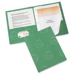 Avery Two Pocket Folder with  25 per box Letter - 8.50" x 11" - 2 Pockets -  Embossed Paper - Green