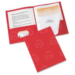 Avery Two Pocket Folder with  25 per box Letter - 8.50" x 11" - 2 Pockets -  Embossed Paper - Red