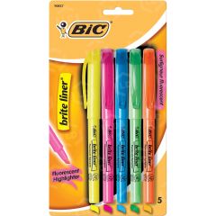 BIC Brite Liner Grip Assorted Highlighters - 5 Pack