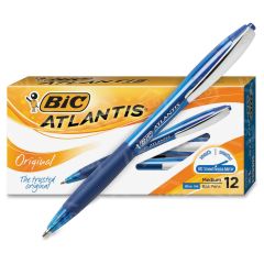BIC Atlantis Retractable Pen, Blue - 12 Pack