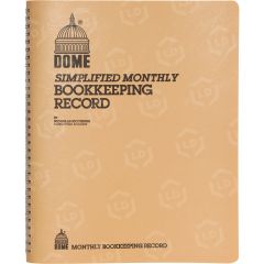 Dome Monthly Bookkeeping Record - 128 Sheet(s)  -  Wire Bound  -  11.25" x 8.75" - White