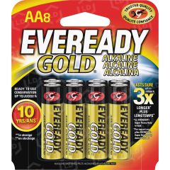Eveready A91BP-8 AA Size Gold Alkaline General Purpose Battery - 8PK