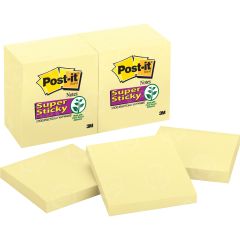 Post-it Super Sticky Note - 12 per pack  - 3" x 3" - Yellow