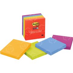 Post-it Super Sticky 3x3 Electric Glow Notes - 5 per pack - 3" x 3" - Assorted