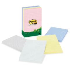Post-it Sunwashed Pier Collection Lined Notes - 5 per pack - 4" x 6" - Assorted