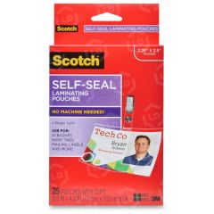 Scotch Self-Laminating ID Clip Style Pouch - 25 per pack