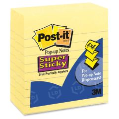 Post-it Super Sticky Pop-up Note - 5 per pack - 4" x 4" - Canary