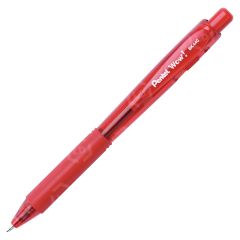 Pentel Retractable Rubber Grip Ballpoint Pen, Red - 12 Pack