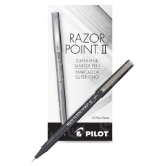 Pilot Super Fine Point Razor II Marker, Black - 12 Pack