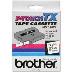 Brother OEM TX-2511 Black on White 1" Tape