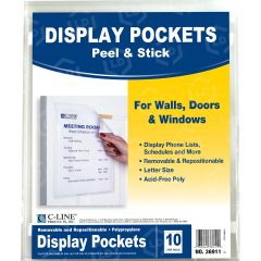 C-line Antimicrobial Peel/Stick Pockets - 10 per pack