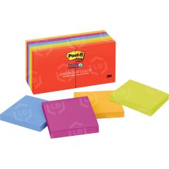 Post-it Super Sticky 3x3 Electric Glow Notes - 12 per pack - Assorted