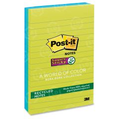 Post-it Super Sticky Tropical Note - 3 per pack - 4" x 6" - Assorted
