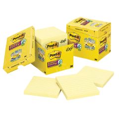 Post-it Super Sticky Canary Lined Cabinet Pack - 12 per pack - 4" x 4"