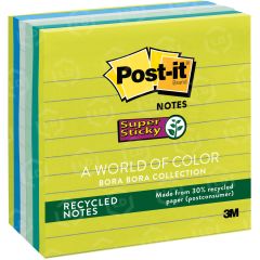 Post-it Super Sticky Tropical Note - 6 per pack - 4" x 4"