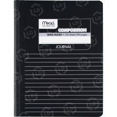 Mead Square Deal Black Marble Journal - 100 Sheet - Wide Ruled - 7.50" x 9.75"