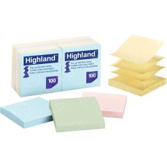 Highland Pop-up Repositionable Pastel Note - 12 per pack - 3" x 3" - Assorted