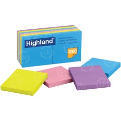 Highland Bright Self-stick Removable Note - 12 per pack - 3" x 3" - Sunbrite