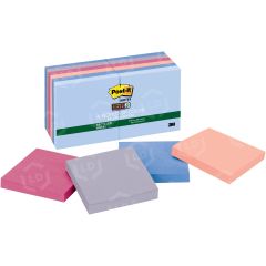 Post-it Recycled Super Sticky Notes in Bali Colors - 12 per pack - 3" x 3" - Assorted