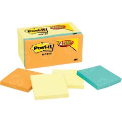 Post-it Notes Value Pack in Canary Yellow with 4 Free Pads in Bright Colors - 18 per pack - 3" x 3" - Assorted