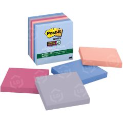 Post-it Recycled Super Sticky Notes in Bali Colors - 4 per pack - 3" x 3"