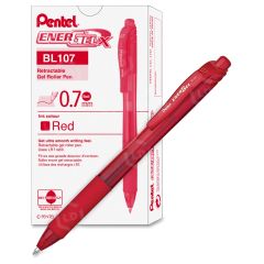 Pentel EnerGel BL107-B Gel Pen, Red - 12 Pack