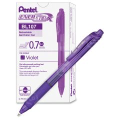 Pentel EnerGel BL107-V Gel Pen, Violet - 12 Pack