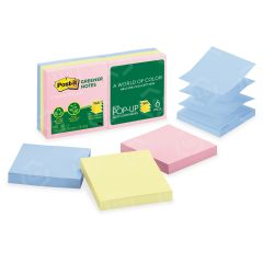 Post-it Greener Pop-Up Notes Original Recy Pads - 600 sheets per pack - 3" x 3" - Pastel