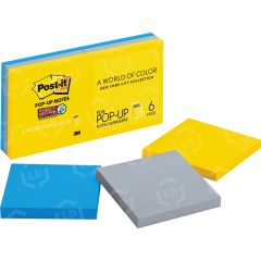 Post-it New York Color Super Sticky Pop-up Notes - 1 per pack - 3" x 3" - Multicolor