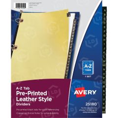 Avery A-Z Black Leather Tab Divider - 25 per set