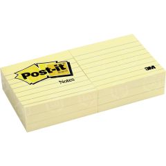 Post-it Ruled Adhesive Note - 6 per pack - Canary Yellow