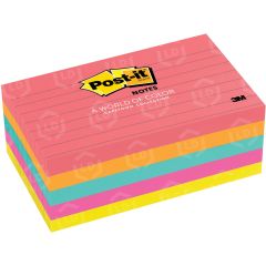 Post-it Neon Fusion Collection Lined Notes - 5 per pack - Assorted