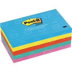 Post-it Lined Notes in Ultra Colors - 5 per pack - Assorted