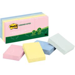 Post-it Sunwashed Pier Recycled Notes - 12 per pack  - 1.50" x 2" - Assorted