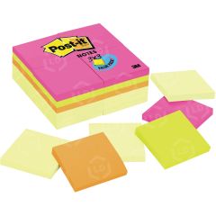 Post-it Notes Value Pack in Canary Yellow and Ultra Colors - 24 per pack - 3" x 3" - Assorted