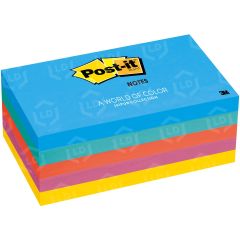Post-it Notes in Ultra Colors - 5 per pack - 3" x 5" - Assorted