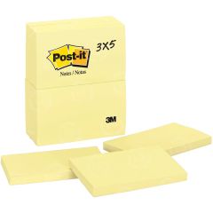 Post-it Original Note Pad - 12 per pack - 3" x 5" - Canary