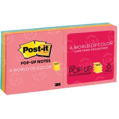 Post-it Pop-up Notes in Neon Colors - 6 per pack - 3" x 3" - Assorted Neon