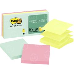 Post-it Pop-up Notes in Pastel Colors - 6 per pack - 3" x 3" - Assorted Pastel